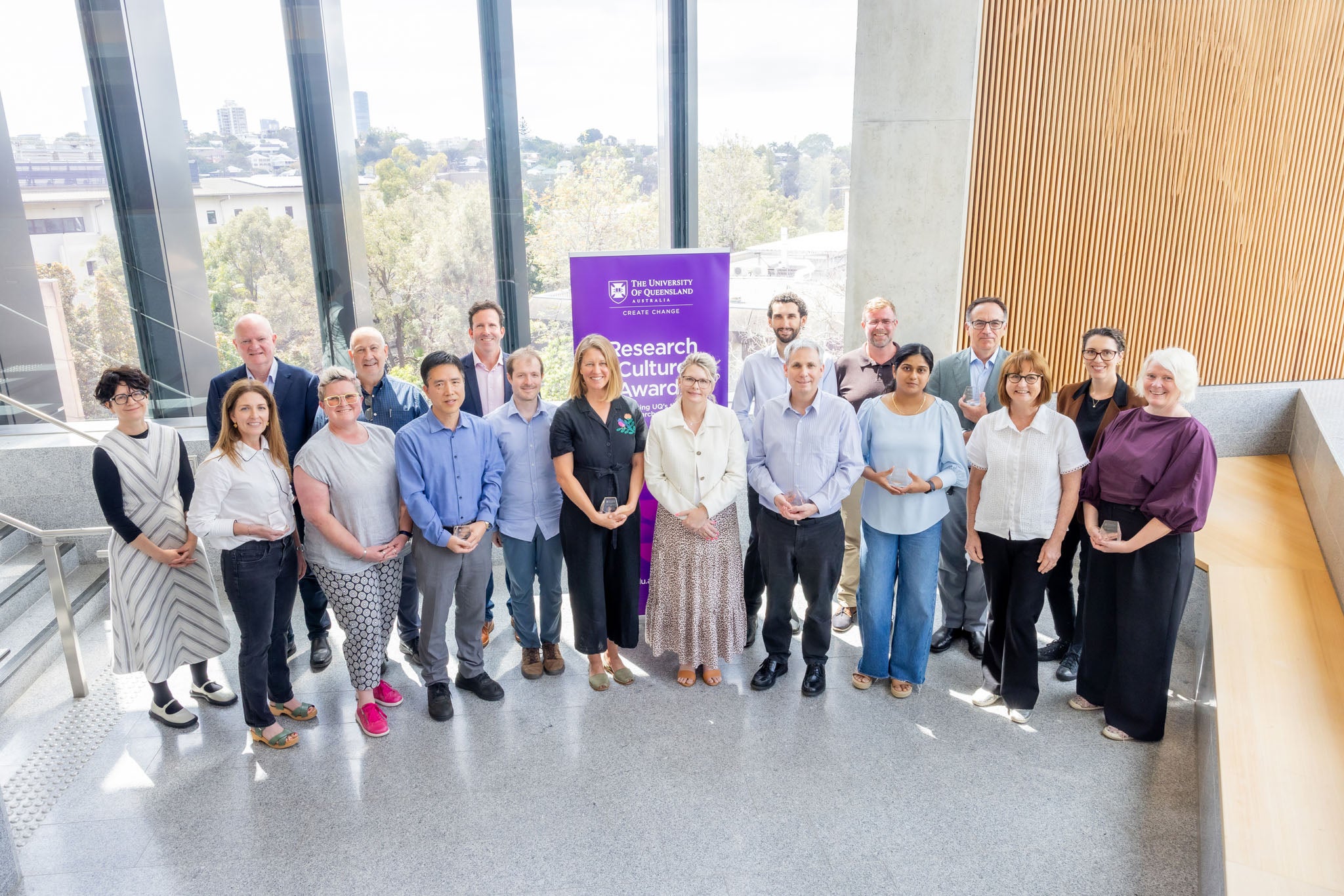 Group photo of Research Culture Award recipients with PVC(R) and PVC(RI)