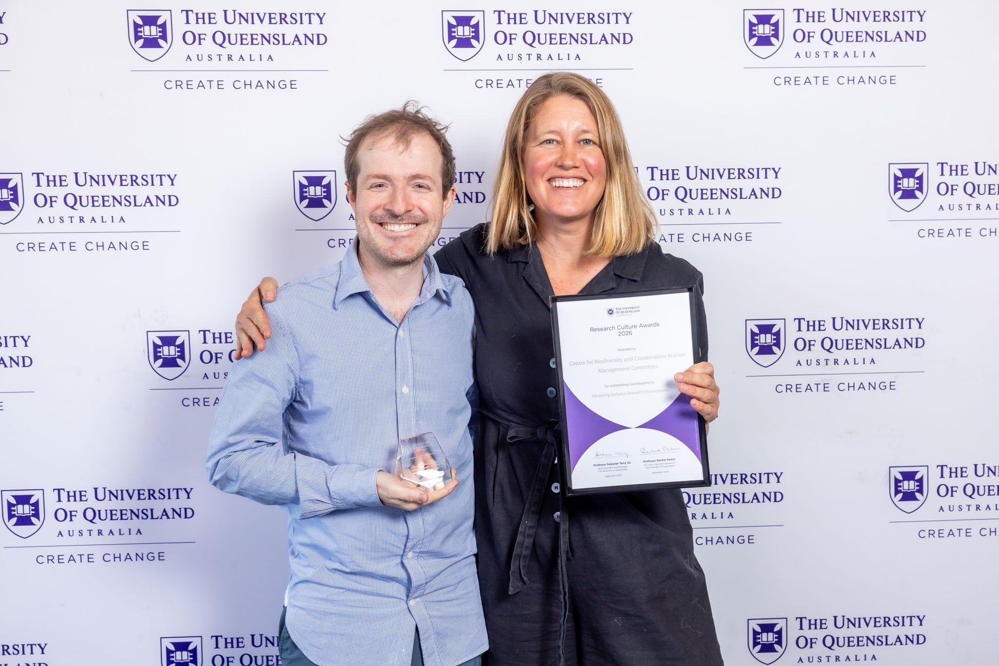 Matt Holden and Carissa Klein with their award