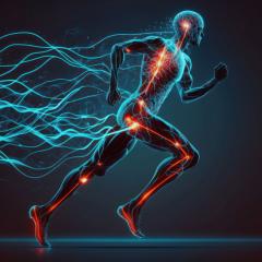 Human body outline with highlighted points of activity