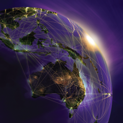 Image of earth from space showing interconnected cities